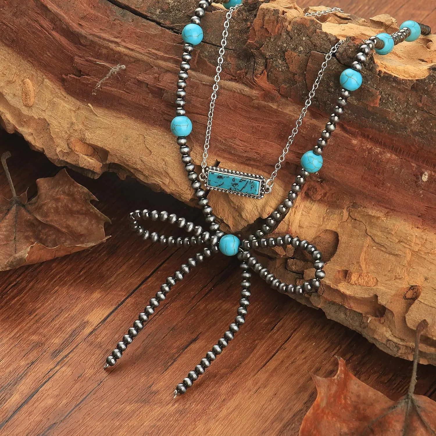 Navajo Pearl Bow Necklace Western Jewelry for Women Cowgirl Turquoise Necklaces Jewelry