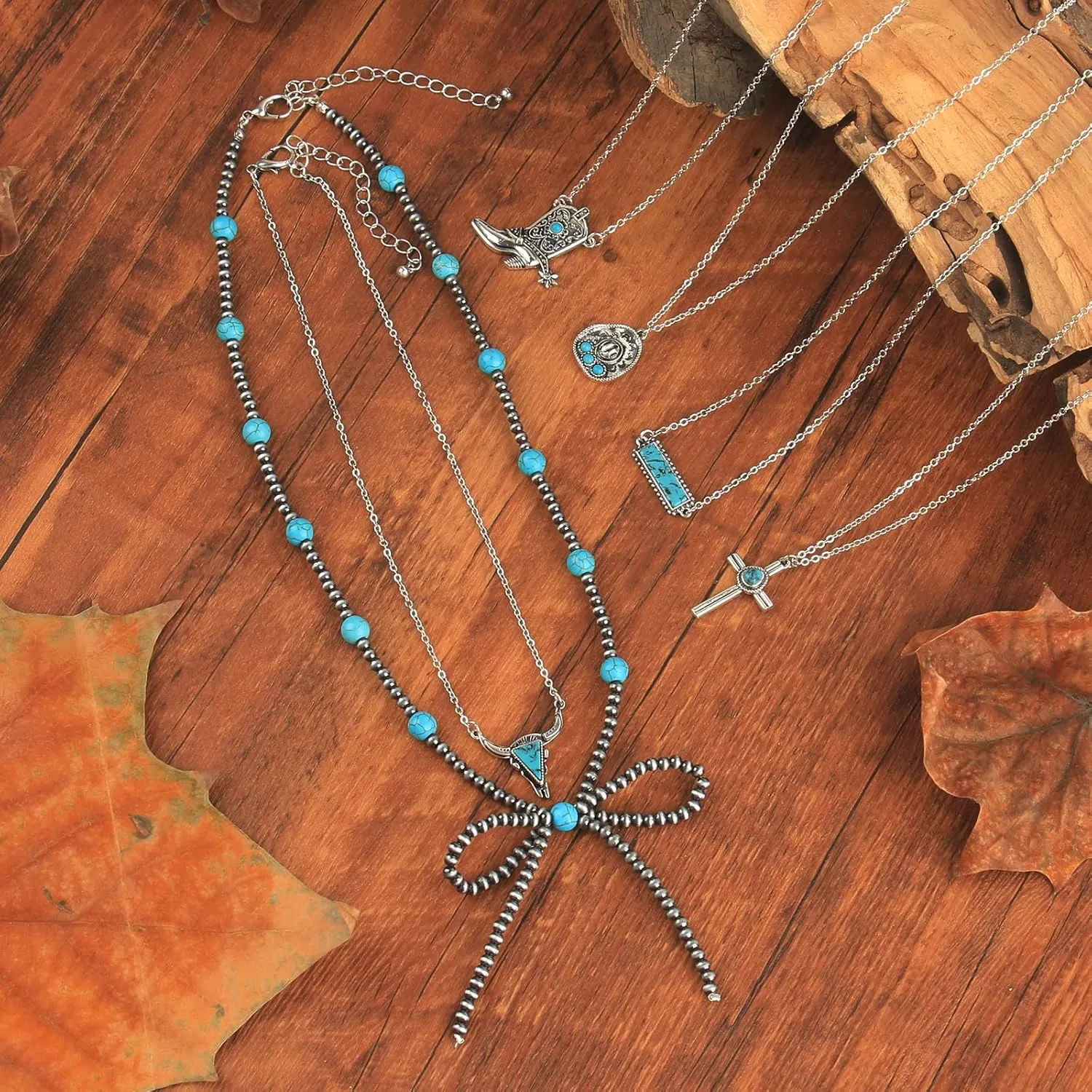 Navajo Pearl Bow Necklace Western Jewelry for Women Cowgirl Turquoise Necklaces Jewelry