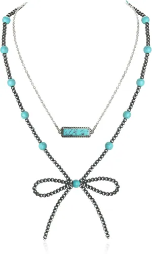 Navajo Pearl Bow Necklace Western Jewelry for Women Cowgirl Turquoise Necklaces Jewelry