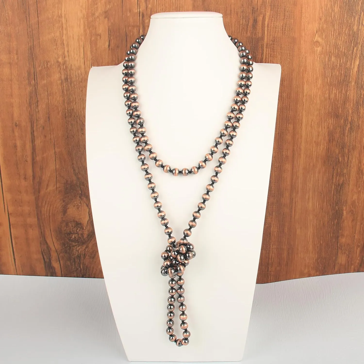 Navajo Pearl Necklace Long Western Jewelry for Women Vintage Beaded Pearl Necklaces
