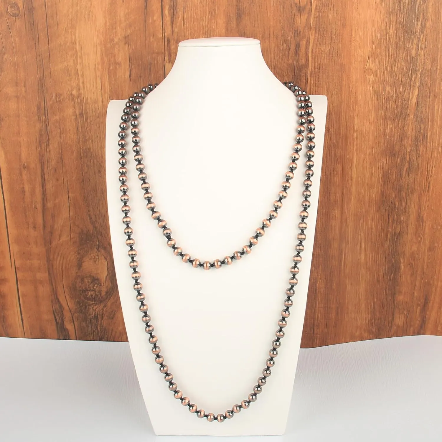 Navajo Pearl Necklace Long Western Jewelry for Women Vintage Beaded Pearl Necklaces