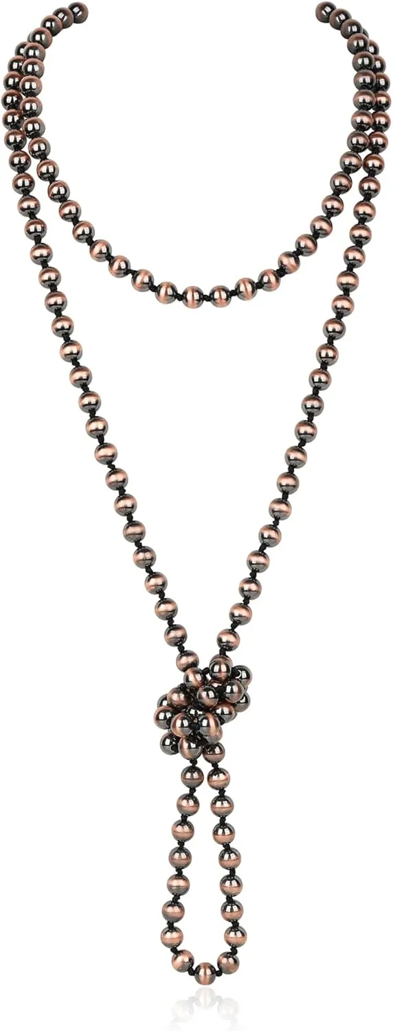 Navajo Pearl Necklace Long Western Jewelry for Women Vintage Beaded Pearl Necklaces