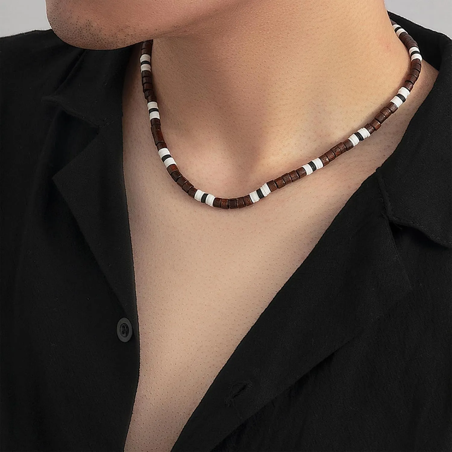 Necklace for Men Puka Shell Necklace Men Summer Surfer Necklaces Beaded Choker Beach Essentials Holiday Jewelry for Vacation Summer Outfits for Man Son Husband