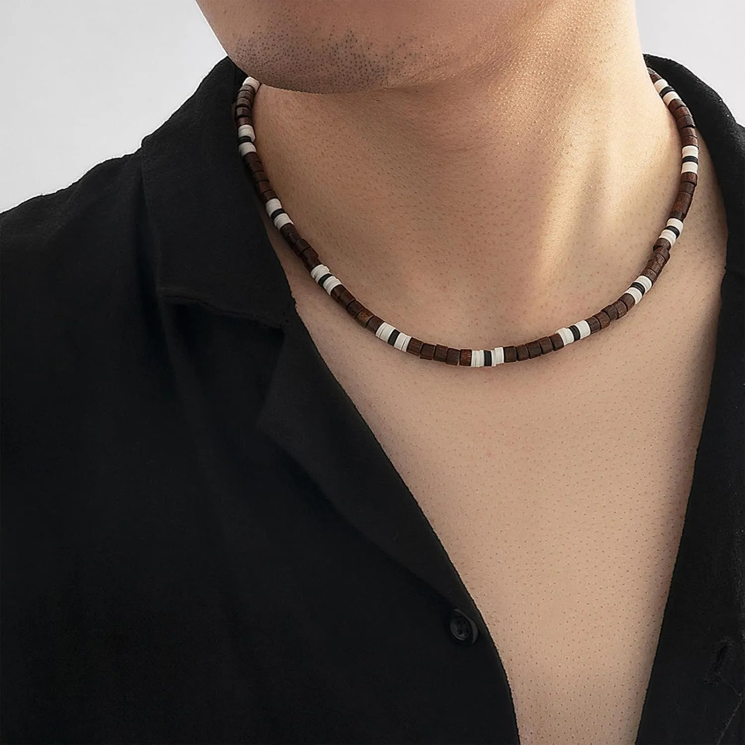 Necklace for Men Puka Shell Necklace Men Summer Surfer Necklaces Beaded Choker Beach Essentials Holiday Jewelry for Vacation Summer Outfits for Man Son Husband