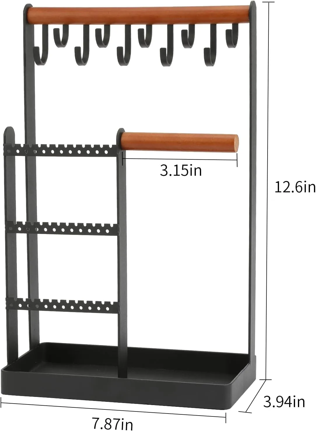 Necklace Holder, Jewelry Storage Tower for Displaying Jewelry, Organizing Bracelets, Necklaces, Bracelets, Rings, Earrings and Watches (Black)