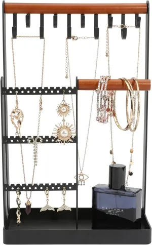 Necklace Holder, Jewelry Storage Tower for Displaying Jewelry, Organizing Bracelets, Necklaces, Bracelets, Rings, Earrings and Watches (Black)