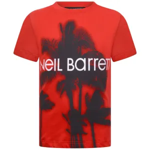 Neil Barrett Boys T-Shirt - Cotton Palm Trees T-Shirt