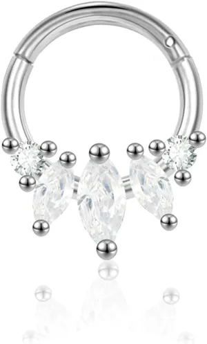 Nose Rings Hoops Septum Rings 16g Nose Piercings Jewelry 316L Surgical Steel Conch Rook Helix Piercing Jewelry CZ Cartilage Hoop Earring for Women