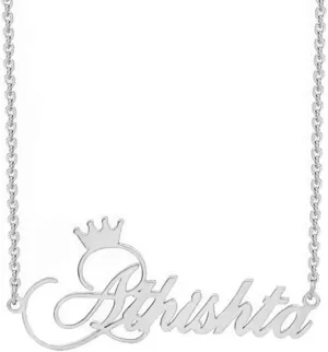 NOUMANDA Personalized Customized Name Initial Letter Crown Pendant Necklaces Signature Nameplate Choker