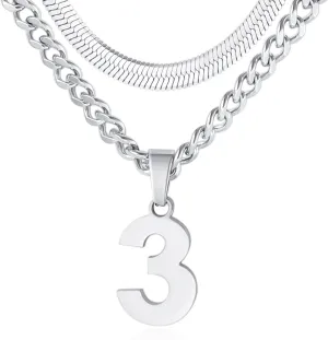 Number Necklace, Layered Necklace for Men Boys Kids, Number Necklace for Boy Athlete, 18 20 In Stainless Steels Chain for Men With Number Pendant, Basketball Football Baseball Number Necklaces for Boys