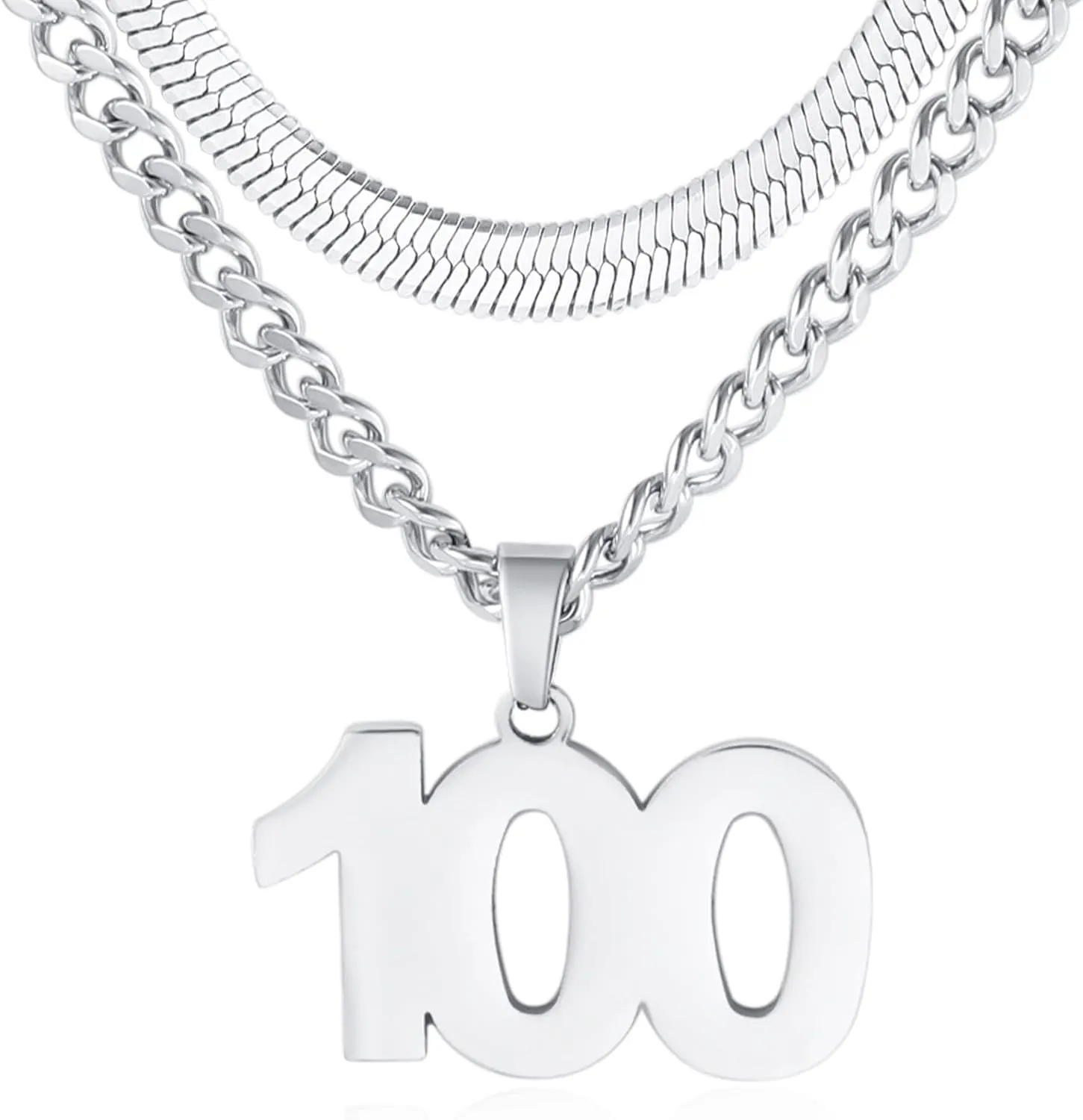 Number Necklace, Layered Necklace for Men Boys Kids, Number Necklace for Boy Athlete, 18 20 In Stainless Steels Chain for Men With Number Pendant, Basketball Football Baseball Number Necklaces for Boys