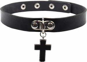 Olbye Black Leather Choker Necklace - Circle Short Necklace With Rivet Studded Spike, Adjustable Punk Design, Gothic Style for Women