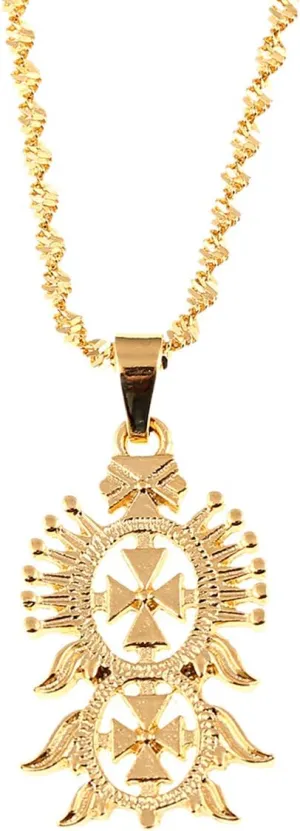 Old Ethiopian Gold Color Cross Pendant Necklaces for Women Men Ethiopian Eritrea