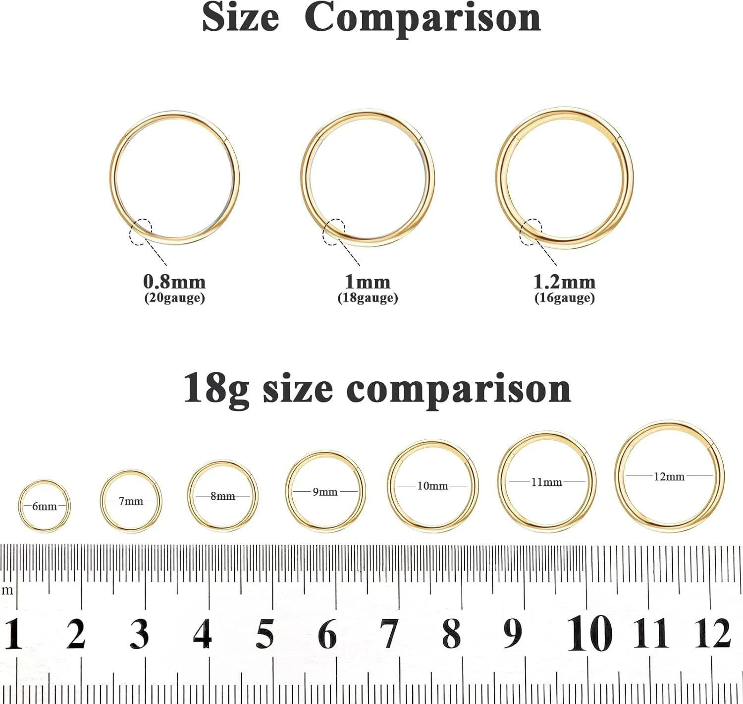 ONESING 3Pcs Nose Rings Hoops 16G 18G 20G Hoop Nose rings for Women 316L Surgical Steel Nose Hoops Hinged Cartilage Conch Septum Rings Double Hoop Nose Rings Tragus Earrings Nose Piercing Jewelry 6-12mm