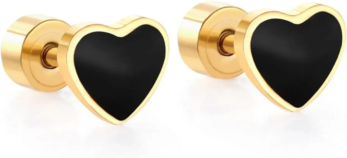 ONLYJUMP 18K Gold Heart Love Earrings for Women Cute Tiny Heart Stud Earrings Love Heart Stud Earrings Tiny Studs Earrings