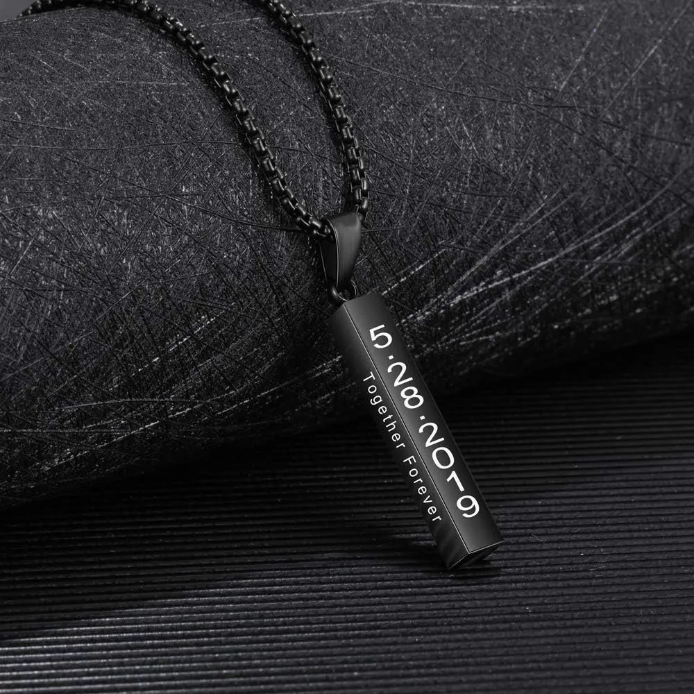 OPALSTOCK Father's Day Gifts for Men Necklace for Dad Custom Name Necklace for Men Personalized 3D Engraved Bar Father's Day Gifts from Daughter Customized Name Jewelry Gift for Dad