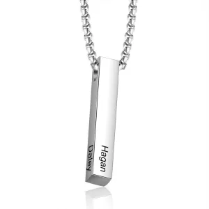 OPALSTOCK Father's Day Gifts for Men Necklace for Dad Custom Name Necklace for Men Personalized 3D Engraved Bar Father's Day Gifts from Daughter Customized Name Jewelry Gift for Dad
