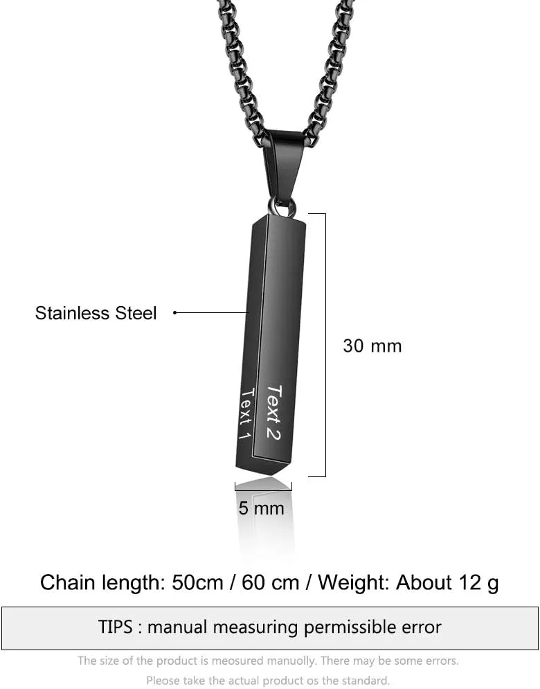 OPALSTOCK Father's Day Gifts for Men Necklace for Dad Custom Name Necklace for Men Personalized 3D Engraved Bar Father's Day Gifts from Daughter Customized Name Jewelry Gift for Dad
