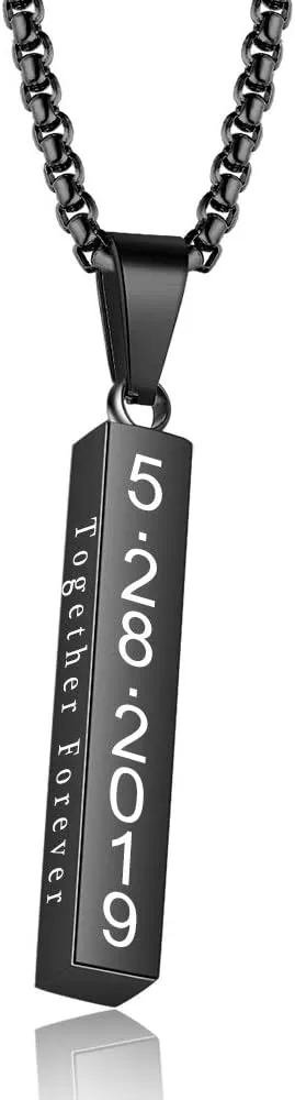 OPALSTOCK Father's Day Gifts for Men Necklace for Dad Custom Name Necklace for Men Personalized 3D Engraved Bar Father's Day Gifts from Daughter Customized Name Jewelry Gift for Dad