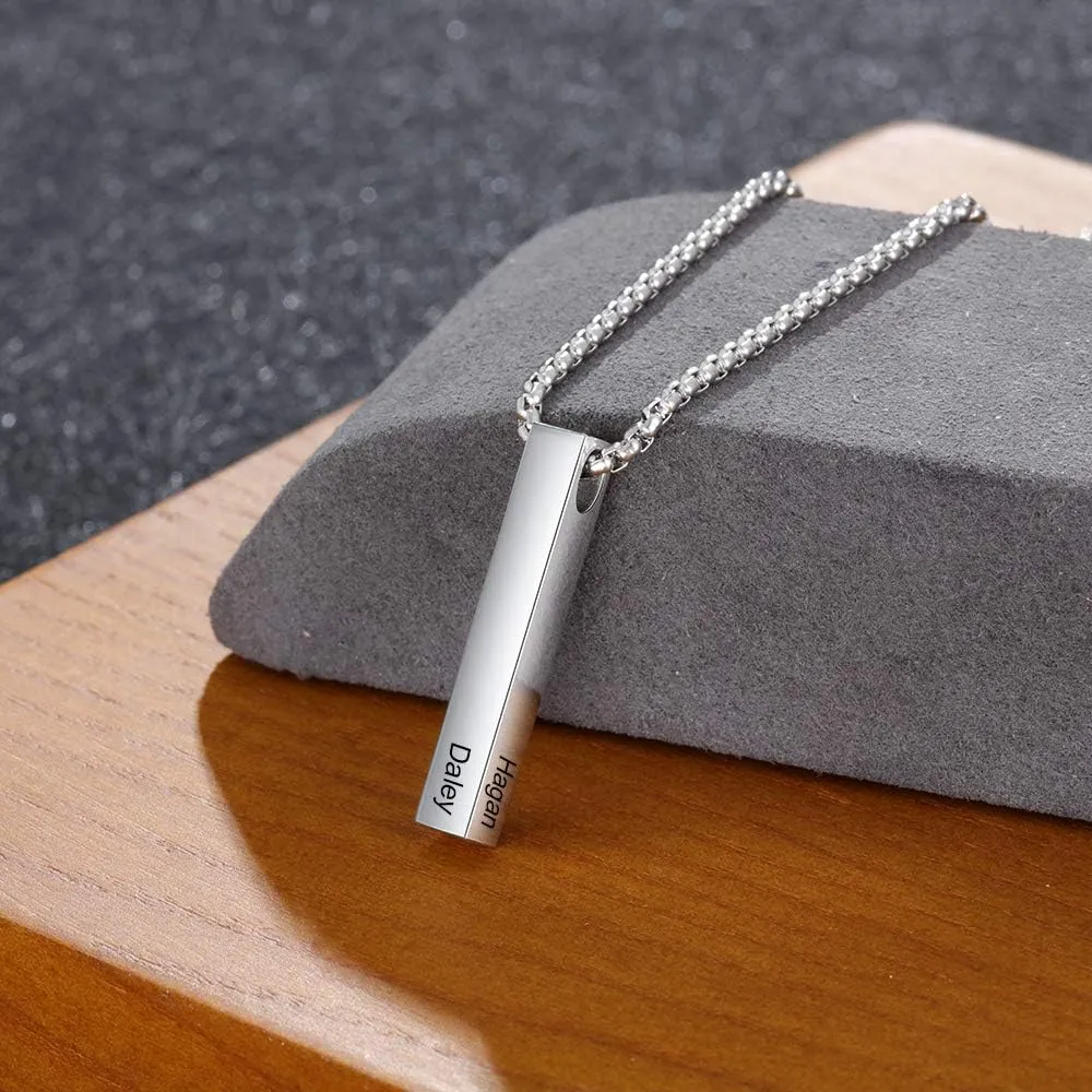 OPALSTOCK Father's Day Gifts for Men Necklace for Dad Custom Name Necklace for Men Personalized 3D Engraved Bar Father's Day Gifts from Daughter Customized Name Jewelry Gift for Dad