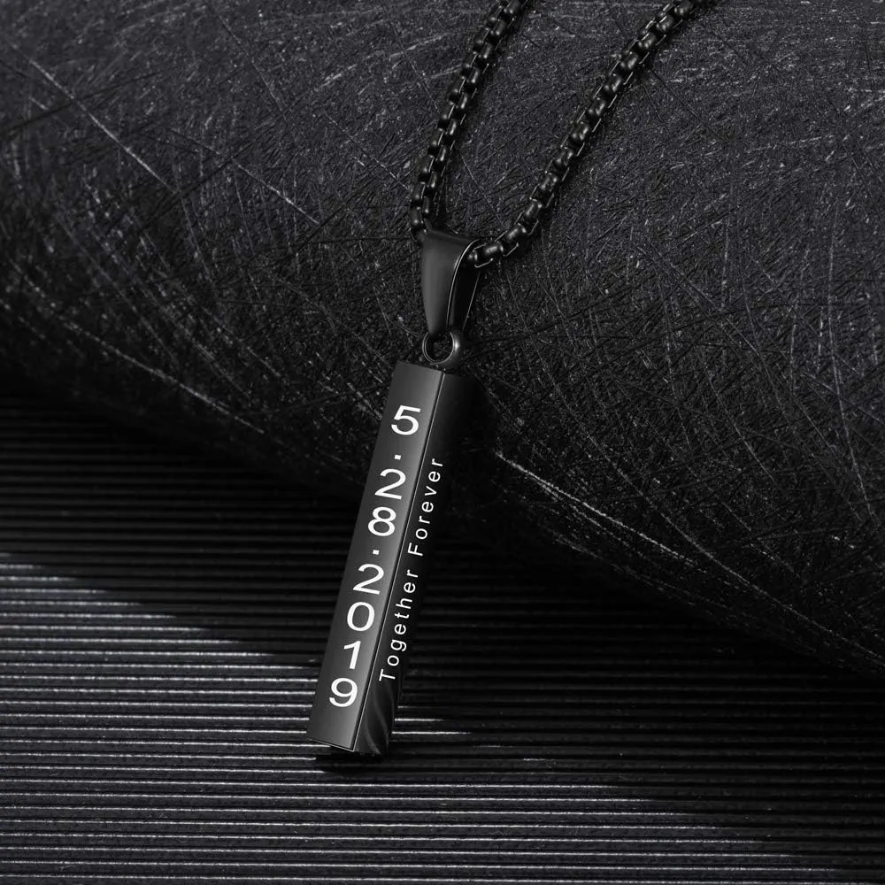 OPALSTOCK Father's Day Gifts for Men Necklace for Dad Custom Name Necklace for Men Personalized 3D Engraved Bar Father's Day Gifts from Daughter Customized Name Jewelry Gift for Dad