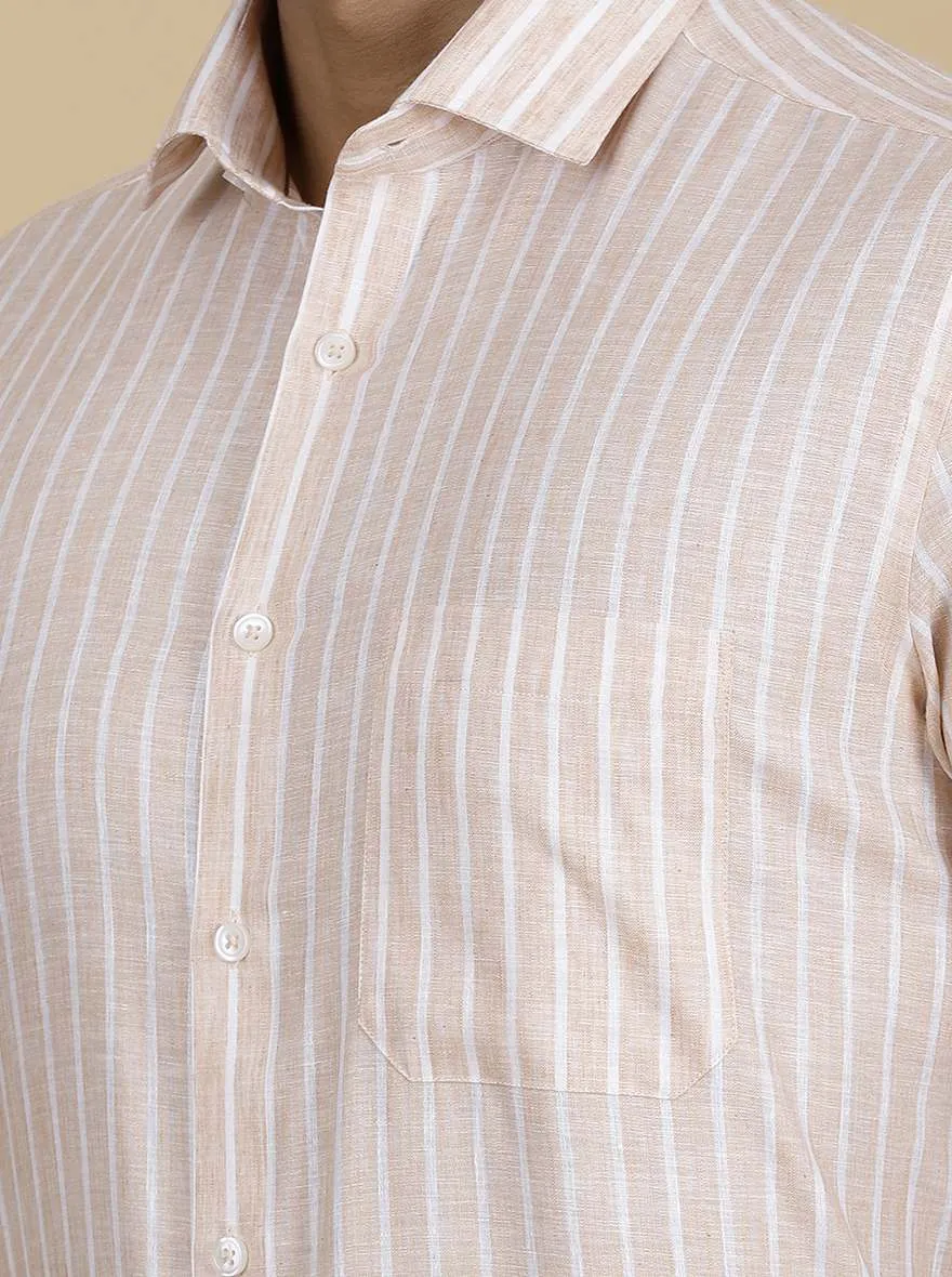 Orange Striped Slim Fit Formal Shirt | Greenfibre