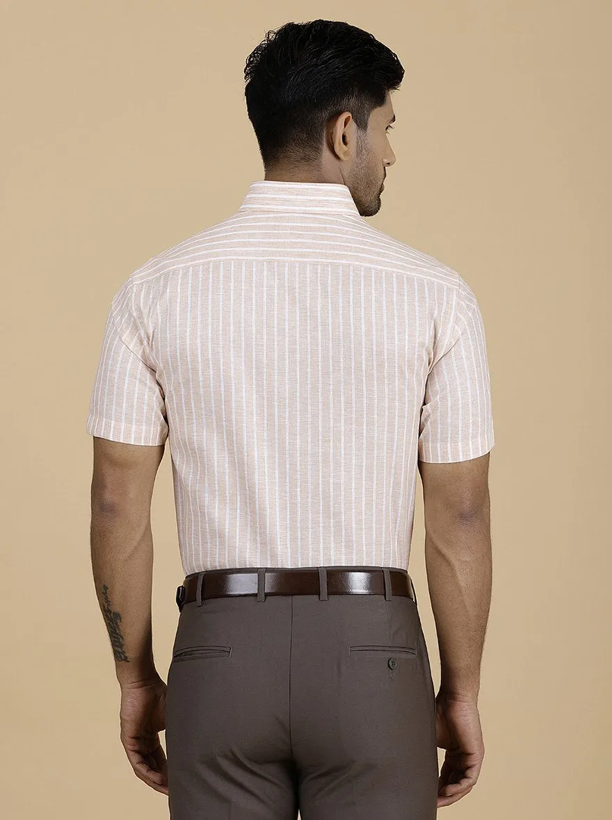 Orange Striped Slim Fit Formal Shirt | Greenfibre