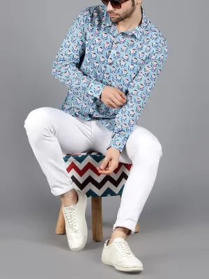 Orion Handblock Cotton Shirt Blue