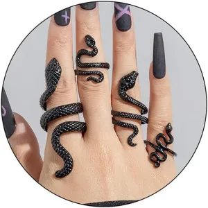 Otxas Gold Snake Ring - Adjustable Punk Boho Stacking Rings Set - Vintage Goth Silver Snake Ring Jewelry