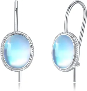 Oval Moonstone Earring-Silver Moonstone Stud Earrings for Women And Girls