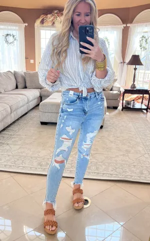 Oversized Stripe Button Down Top | FINAL SALE