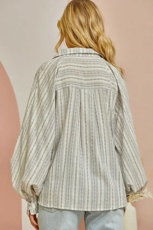 Oversized Stripe Button Down Top | FINAL SALE