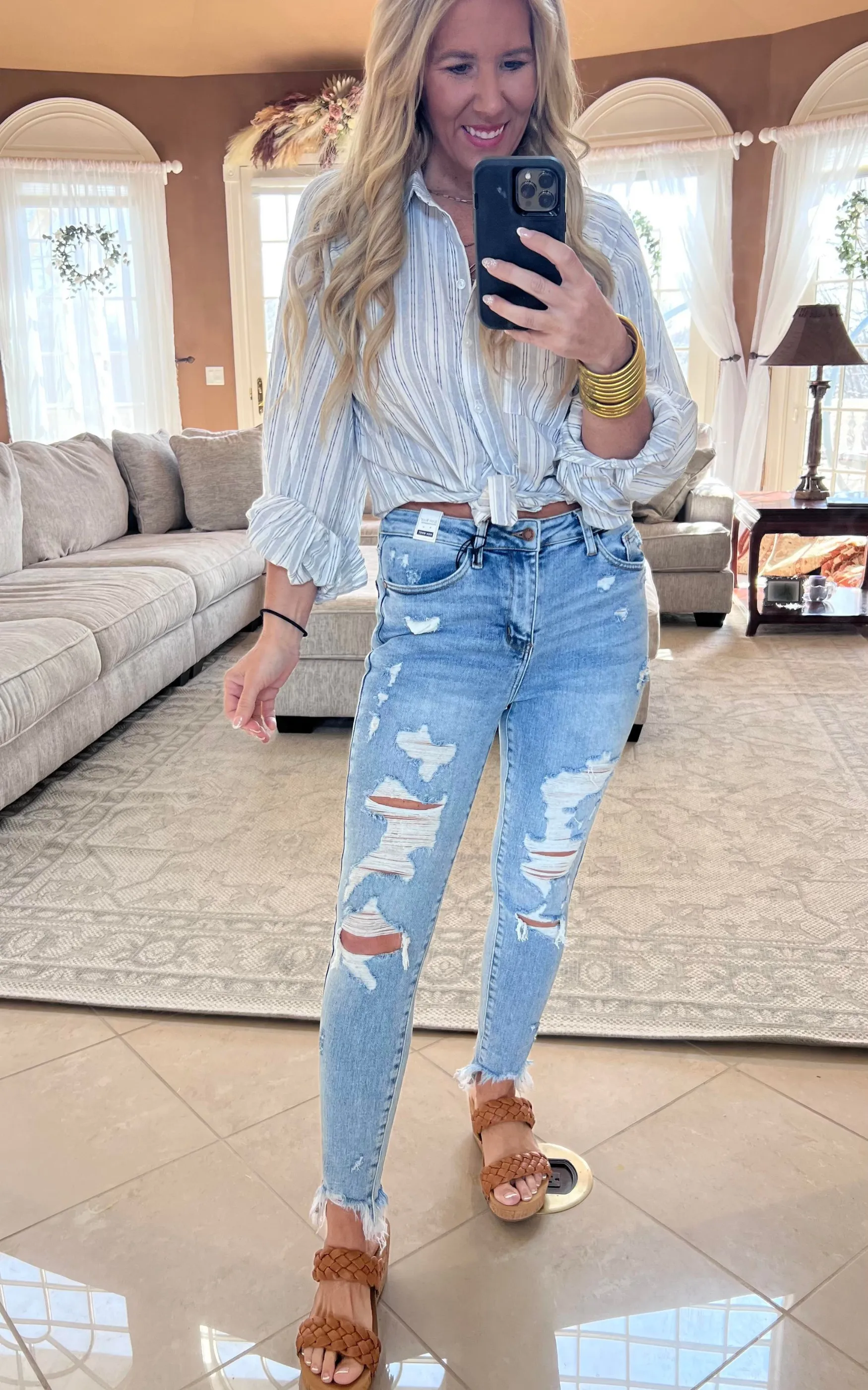 Oversized Stripe Button Down Top | FINAL SALE