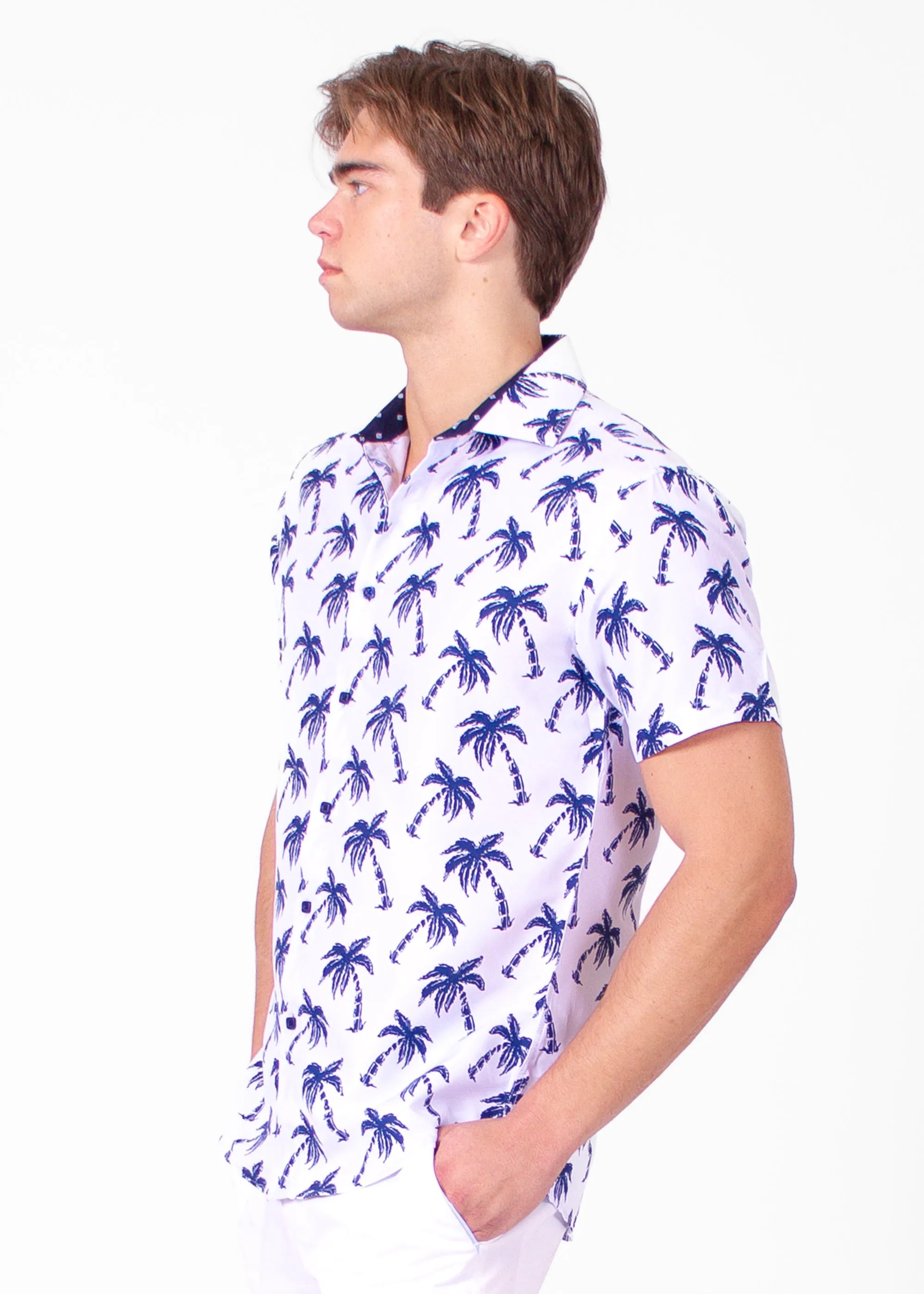'Palm Pilot' Navy Short Sleeve Shirt