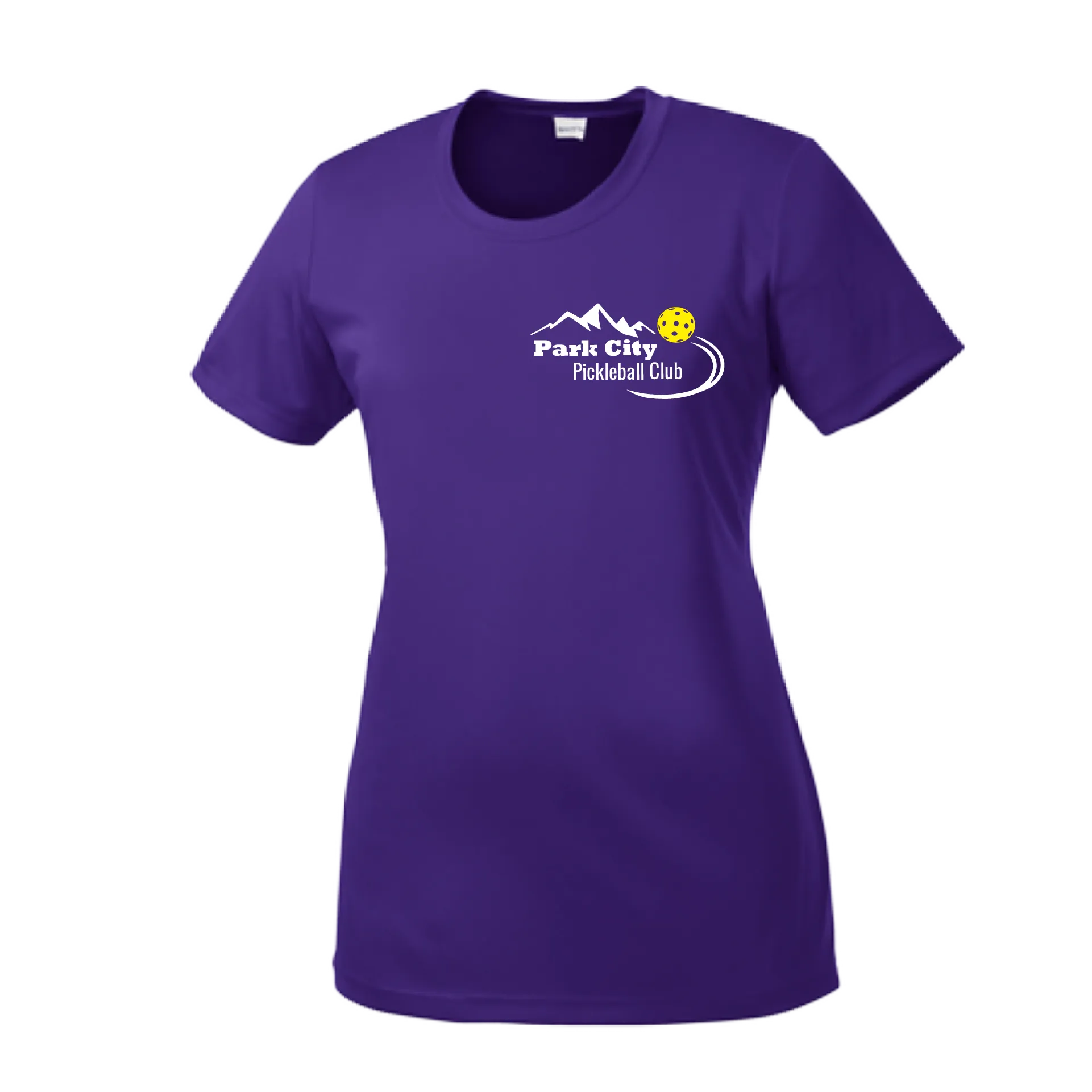 Park City Pickleball Club (White Words) Customizable | Women’s Short Sleeve Crewneck Pickleball Shirts | 100% Polyester