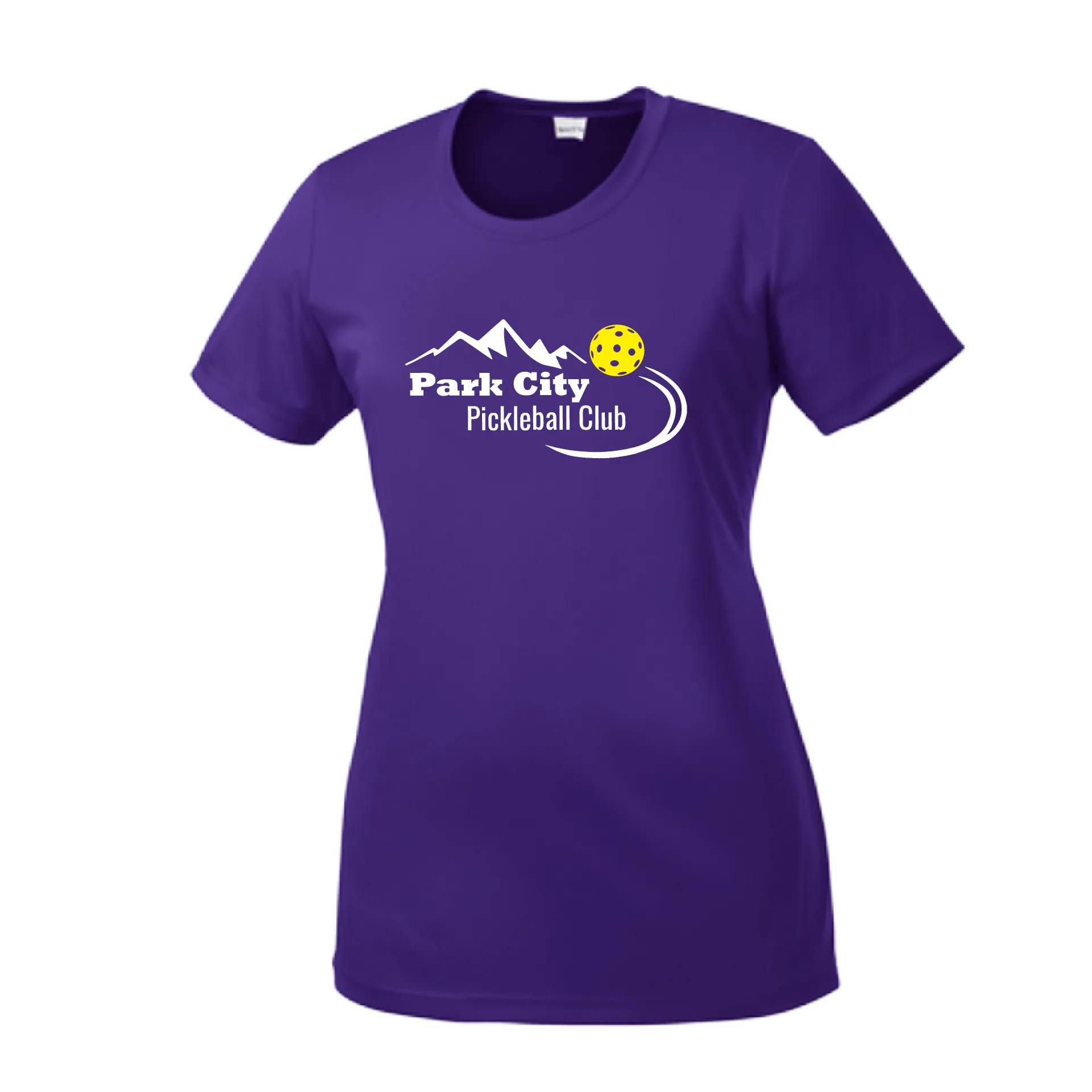 Park City Pickleball Club (White Words) Customizable | Women’s Short Sleeve Crewneck Pickleball Shirts | 100% Polyester