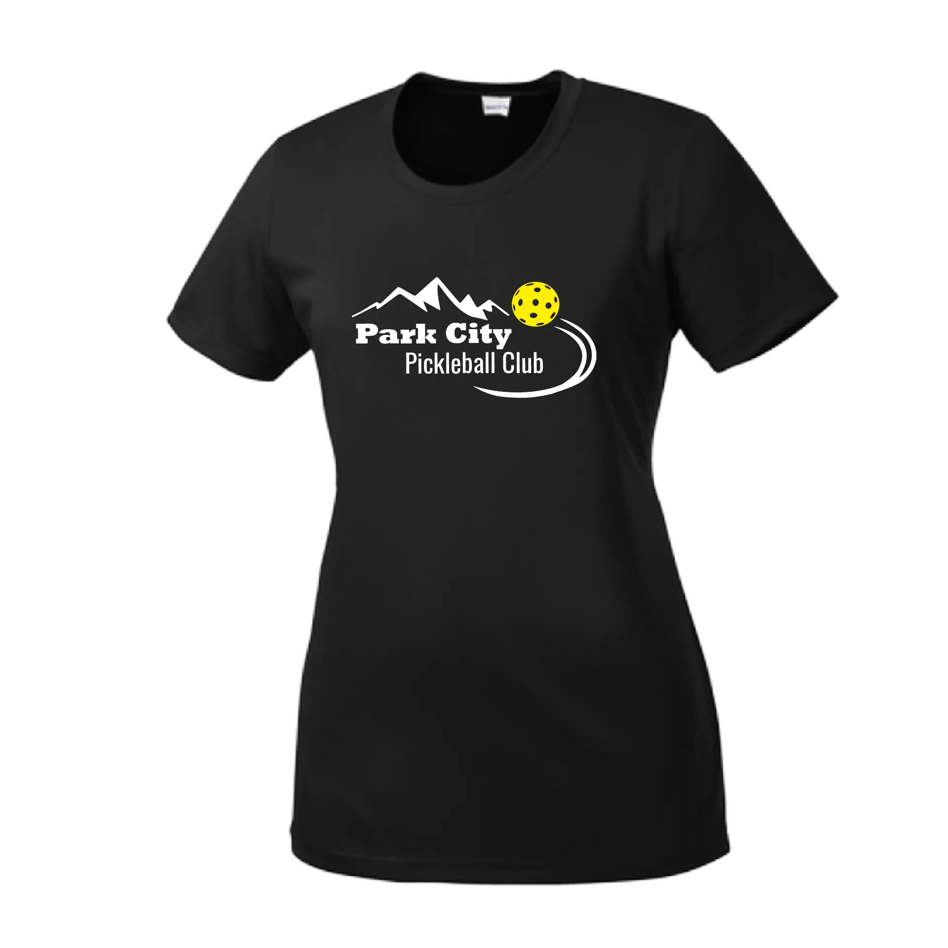 Park City Pickleball Club (White Words) Customizable | Women’s Short Sleeve Crewneck Pickleball Shirts | 100% Polyester
