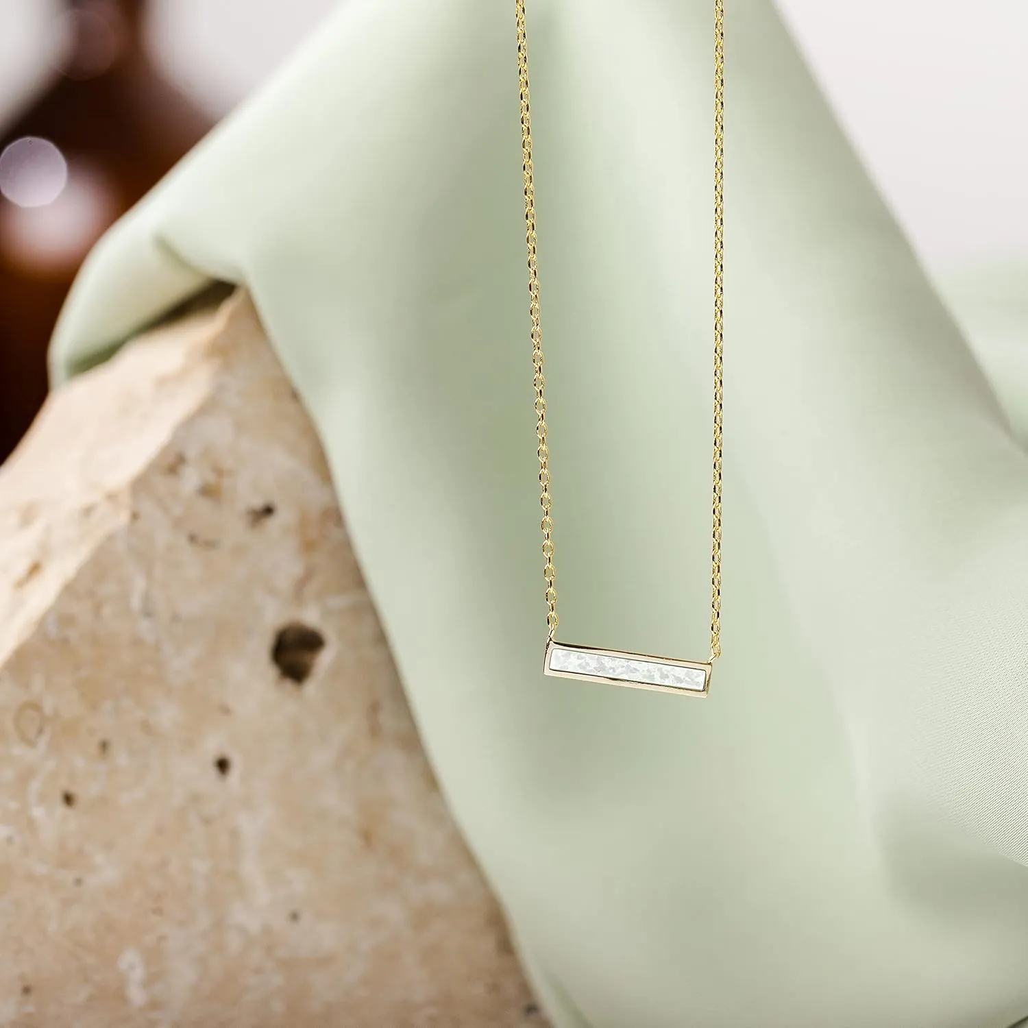 PAVOI 14K Gold Plated Created White Opal Necklace | Opal Necklaces for Women