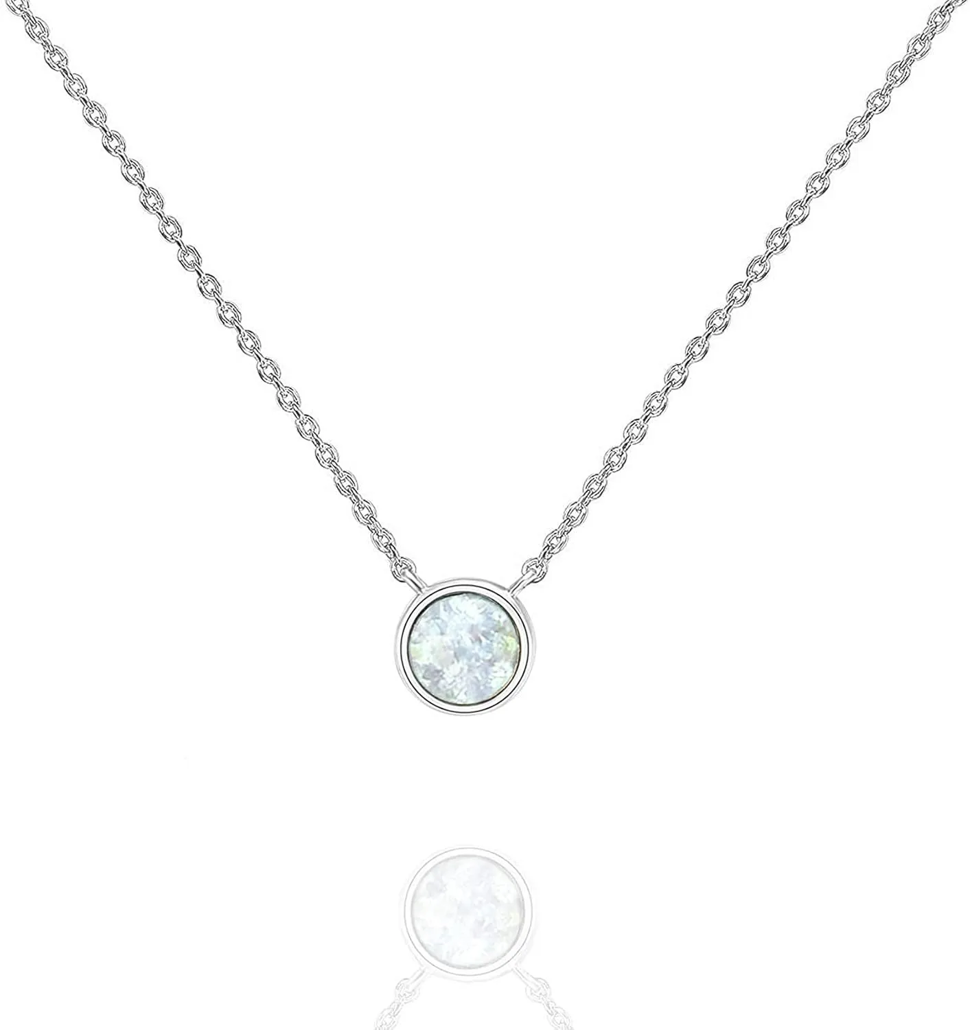 PAVOI 14K Gold Plated Created White Opal Necklace | Opal Necklaces for Women