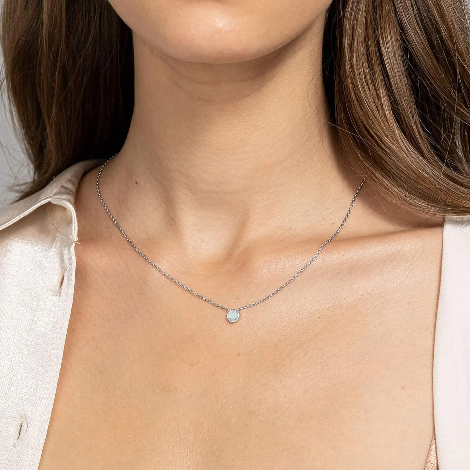 PAVOI 14K Gold Plated Created White Opal Necklace | Opal Necklaces for Women