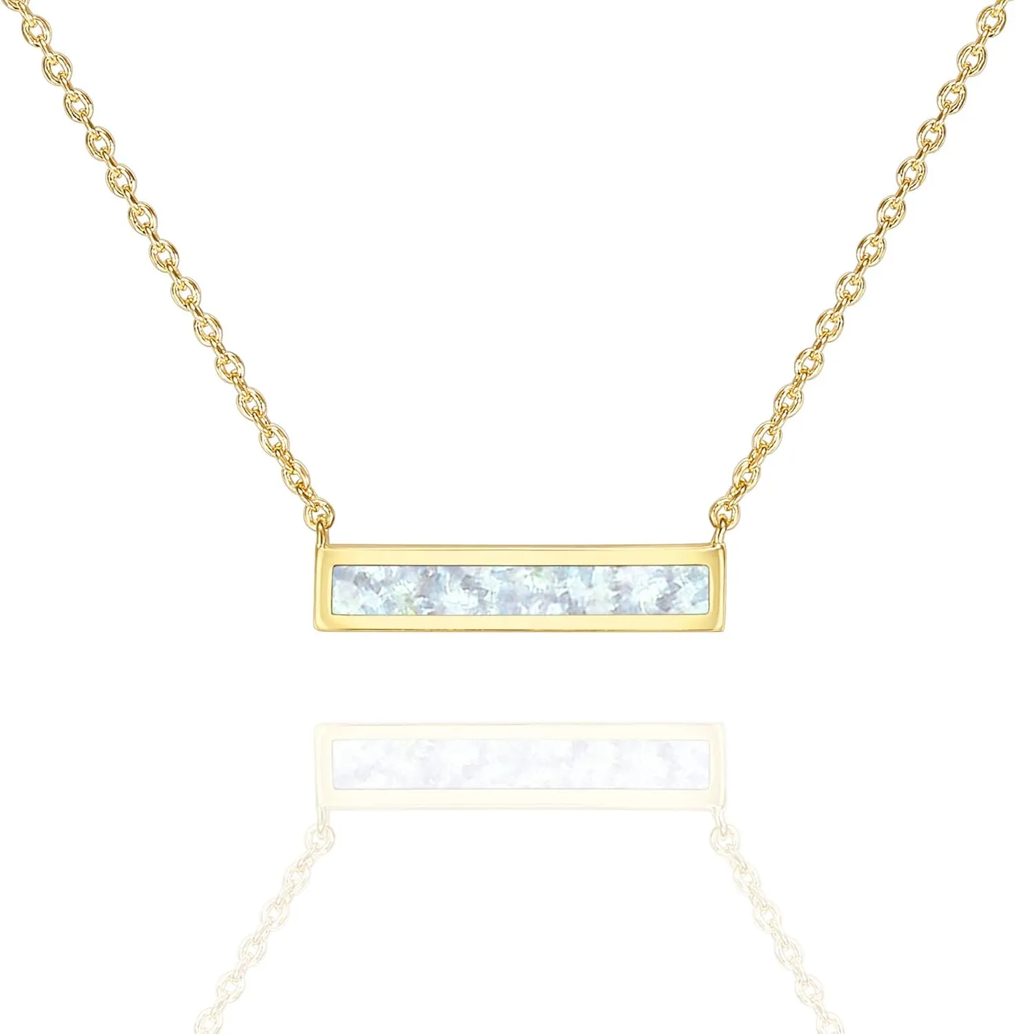 PAVOI 14K Gold Plated Created White Opal Necklace | Opal Necklaces for Women