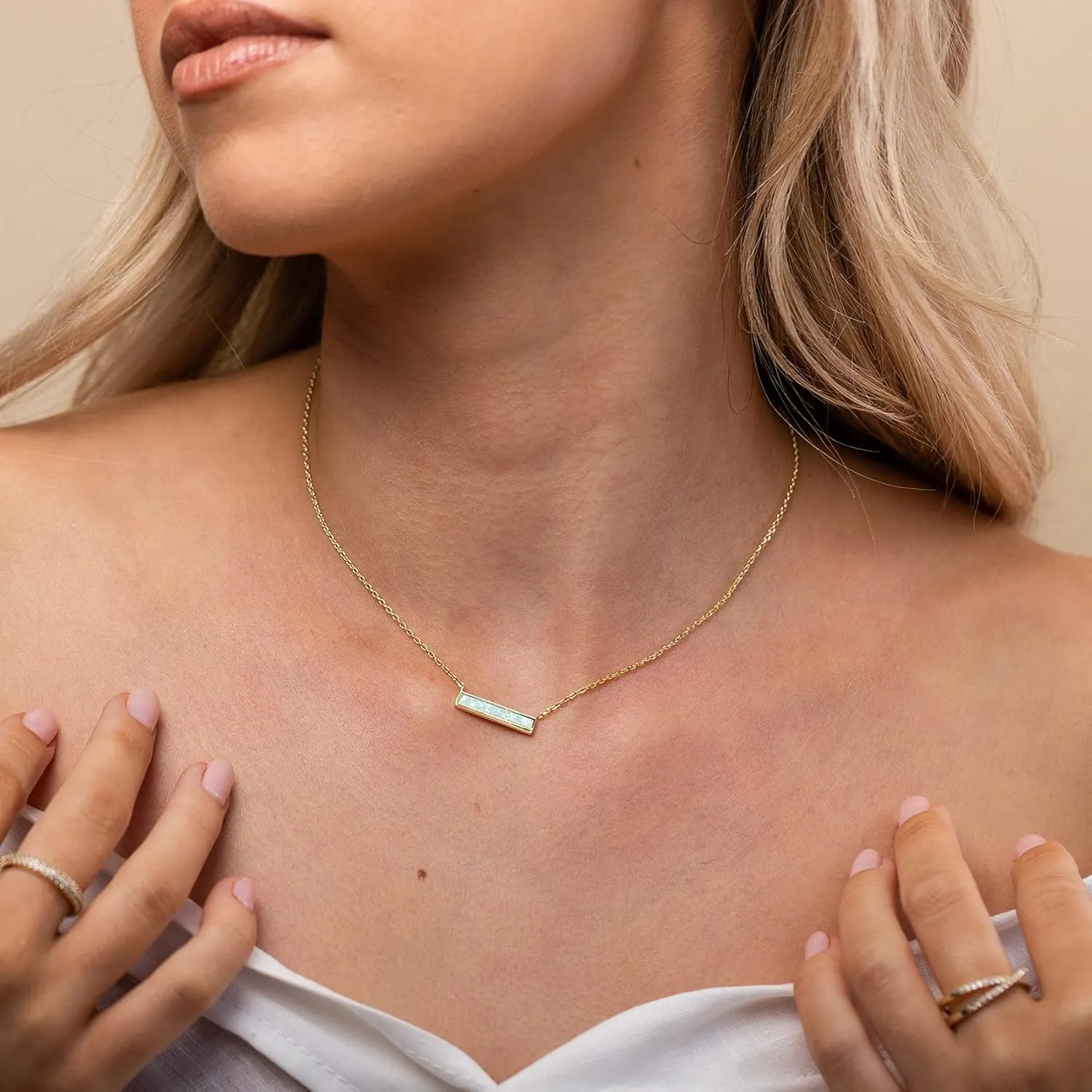 PAVOI 14K Gold Plated Created White Opal Necklace | Opal Necklaces for Women