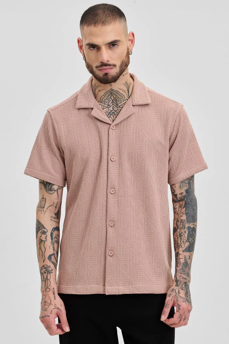 Peach Jacquard Box Fit Shirt