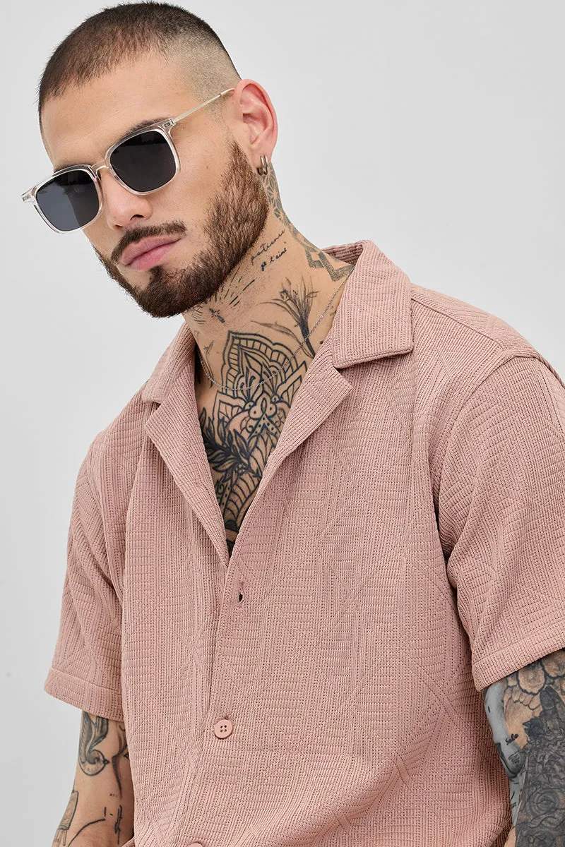 Peach Jacquard Box Fit Shirt