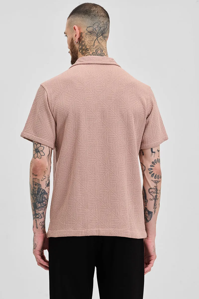Peach Jacquard Box Fit Shirt