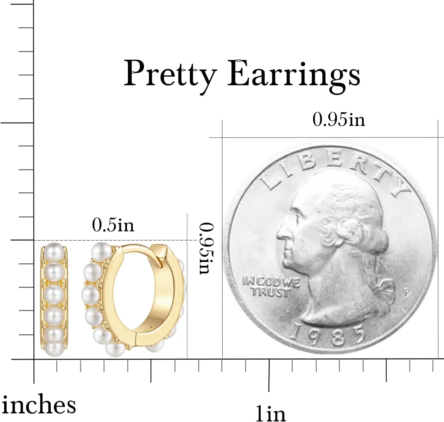 Pearl Earrings for Women 14K Gold Pearl Hoop Earrings for Women Small Gold Pearl Earrings Dainty Pearl Earrings Elegance Gold Pearl Huggie Hoop Earrings 13 MM/18 MM