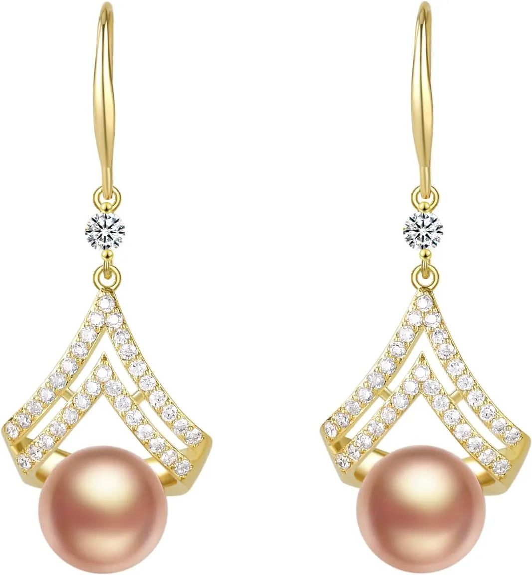 Pearl Earrings for Women, Dainty 14K Gold Plated/925 Sterling Silver Drop Pearls Dangle Earrings, Fashion Hypoallergenic Jewelry Gifts for Women