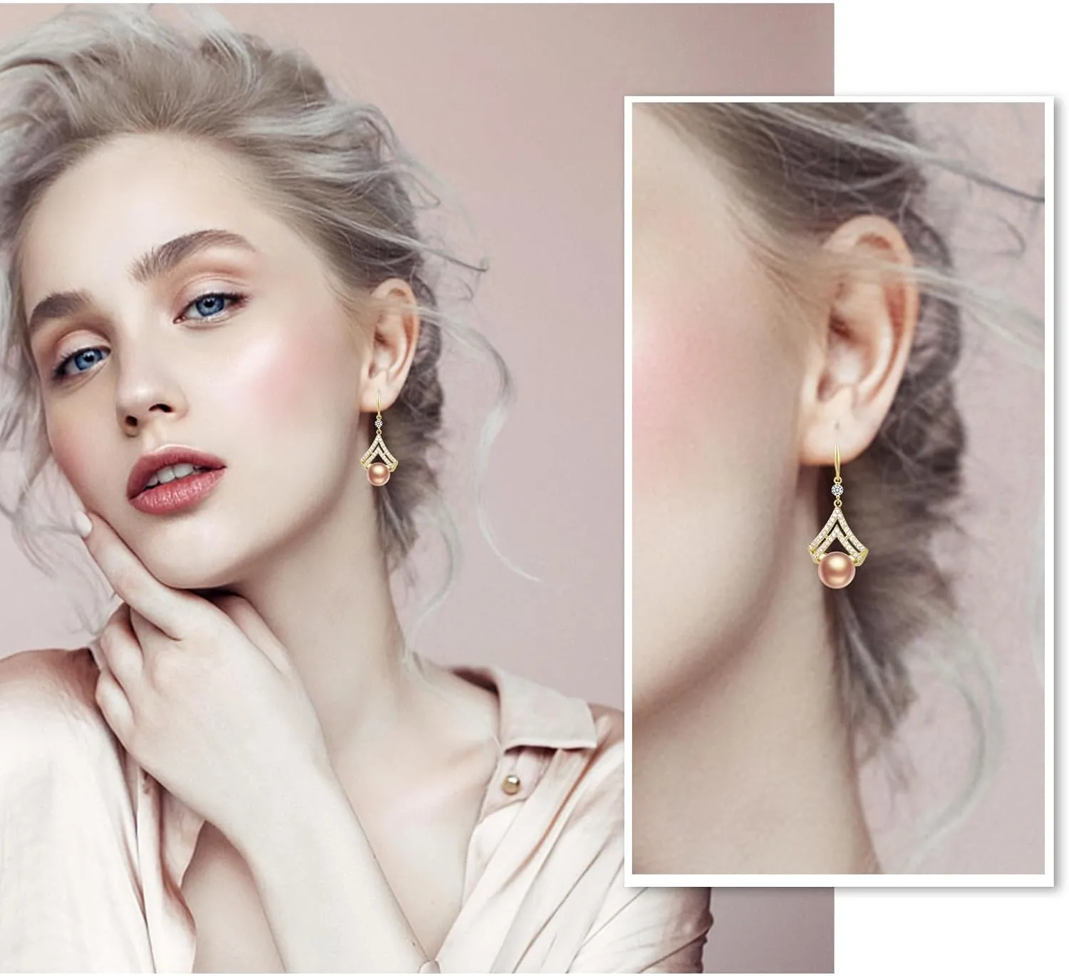 Pearl Earrings for Women, Dainty 14K Gold Plated/925 Sterling Silver Drop Pearls Dangle Earrings, Fashion Hypoallergenic Jewelry Gifts for Women