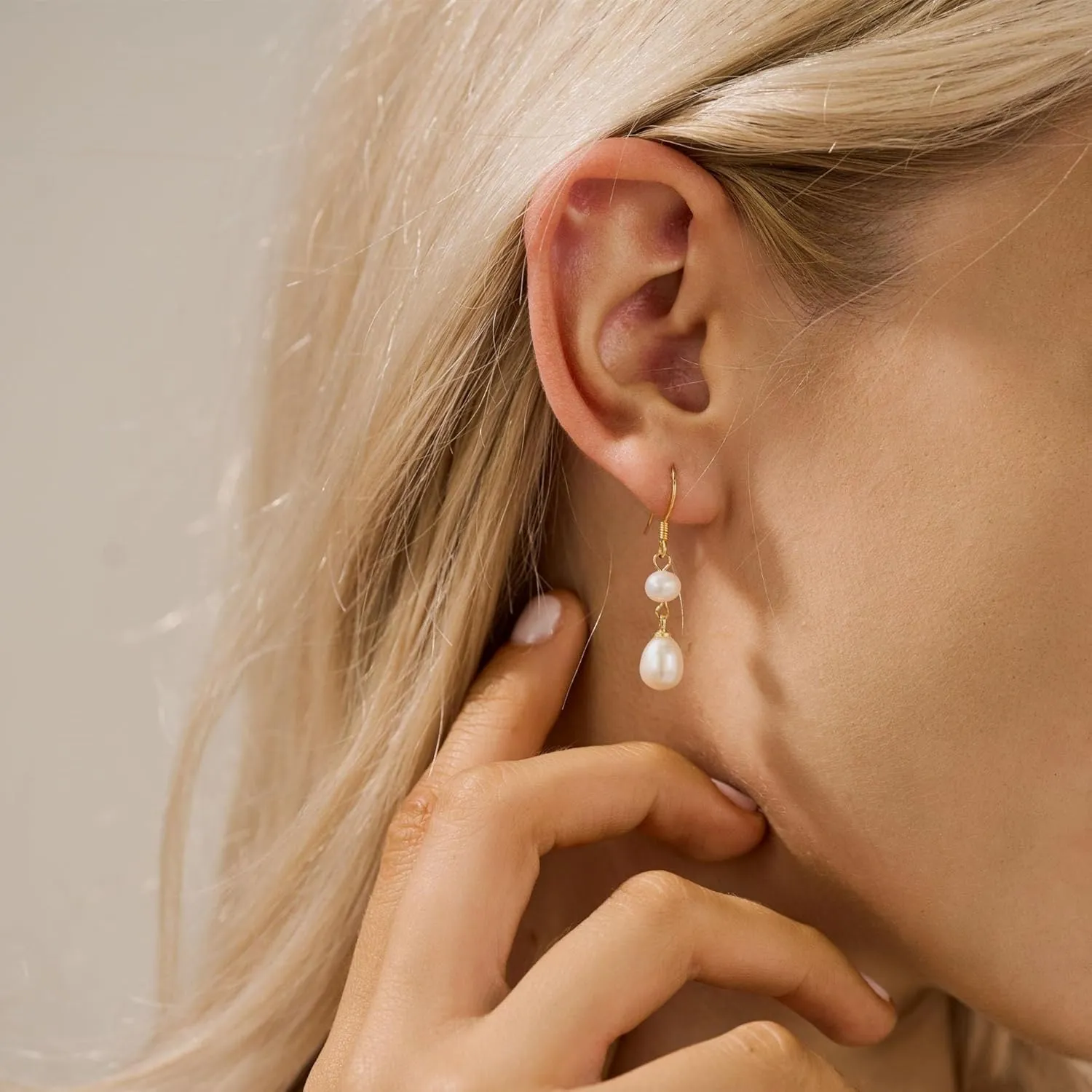 Pearl Earrings for Women,14K Gold Plated Pearl Drop Earrings Hypoallergenic Pearl Dangle Earrings for Women Trendy Cute Gold Statement Earrings Dainty Wedding Earrings for Brides Gifts