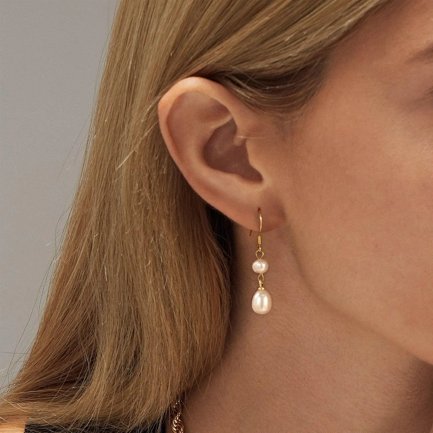 Pearl Earrings for Women,14K Gold Plated Pearl Drop Earrings Hypoallergenic Pearl Dangle Earrings for Women Trendy Cute Gold Statement Earrings Dainty Wedding Earrings for Brides Gifts